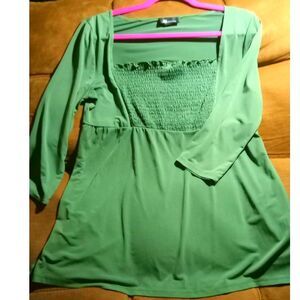 AB Studios Womens Olive Green Long Sleeve Peasant Blouse L.....B6